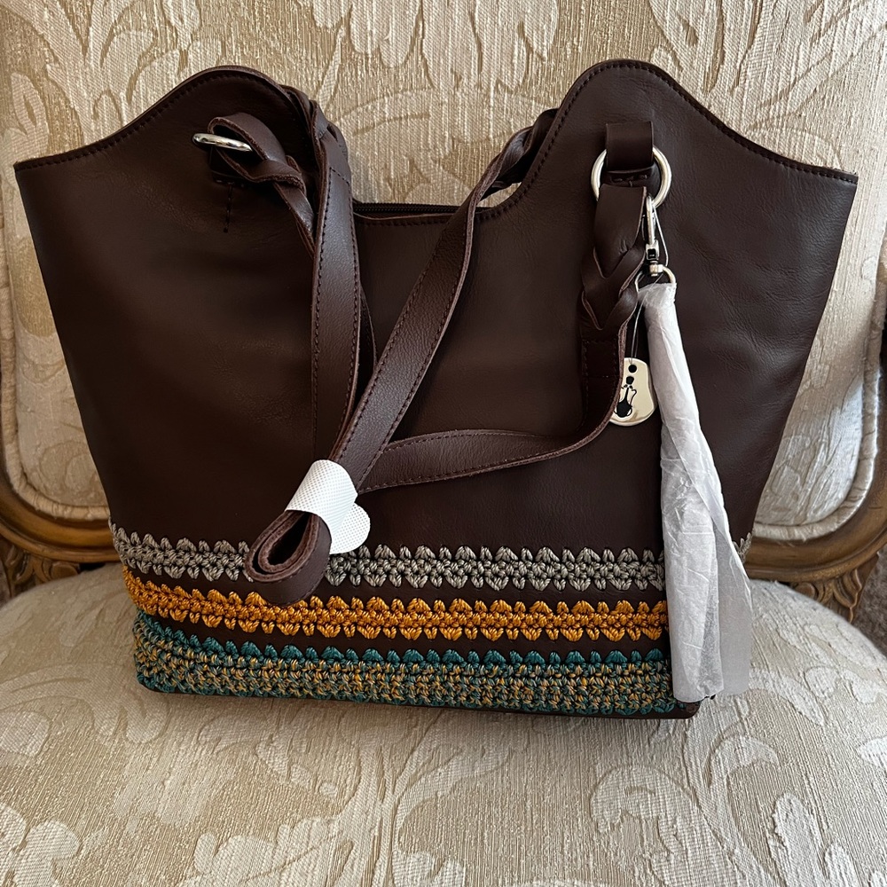 NWT THE SAK COLLECTIVE Mahogany Sierra Leather Back To Bali Shopper Tote Bag